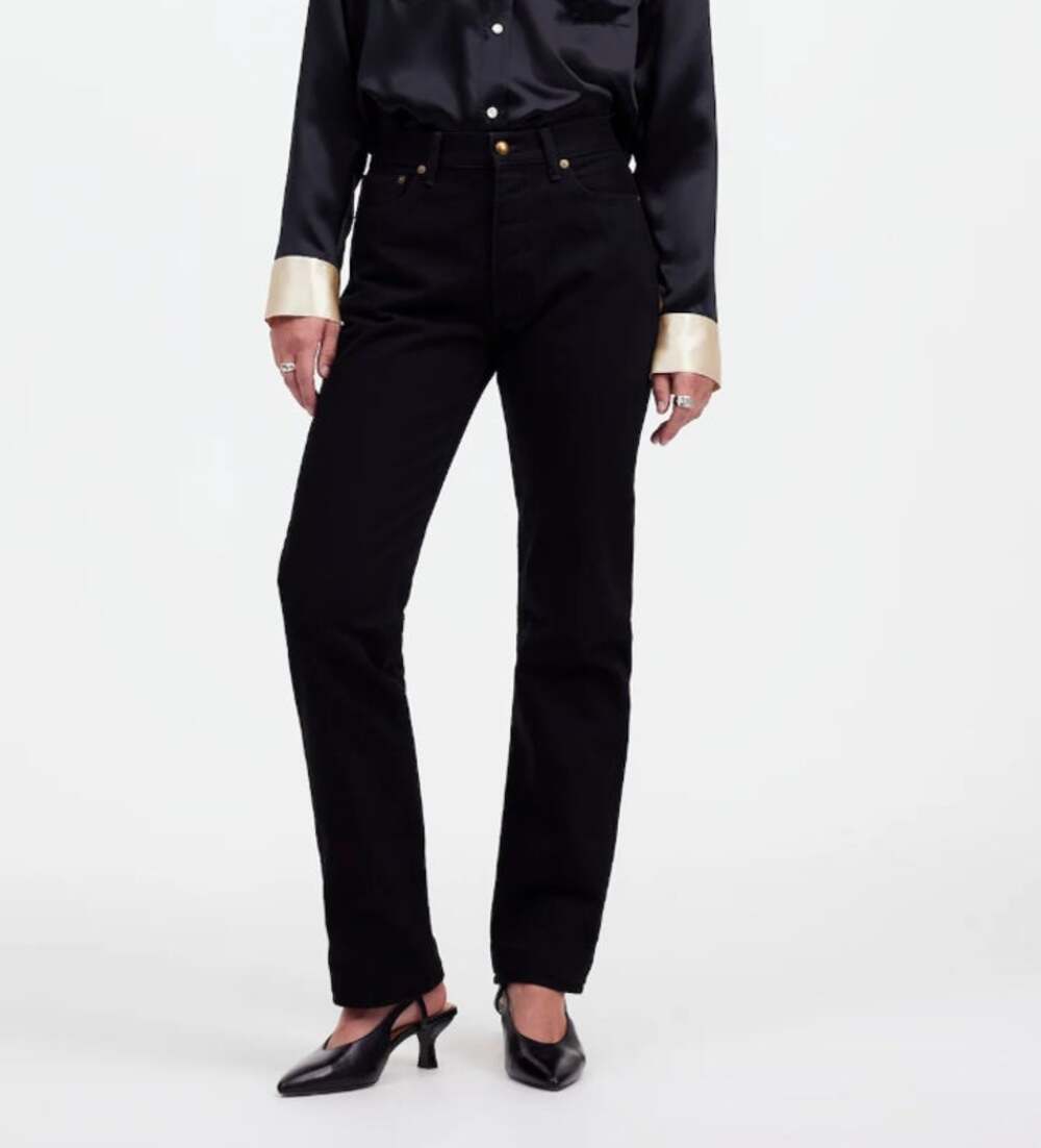 Madewell Alexa Chung High-Rise Straight Jeans Womens Size 31 Black Outridge Wash